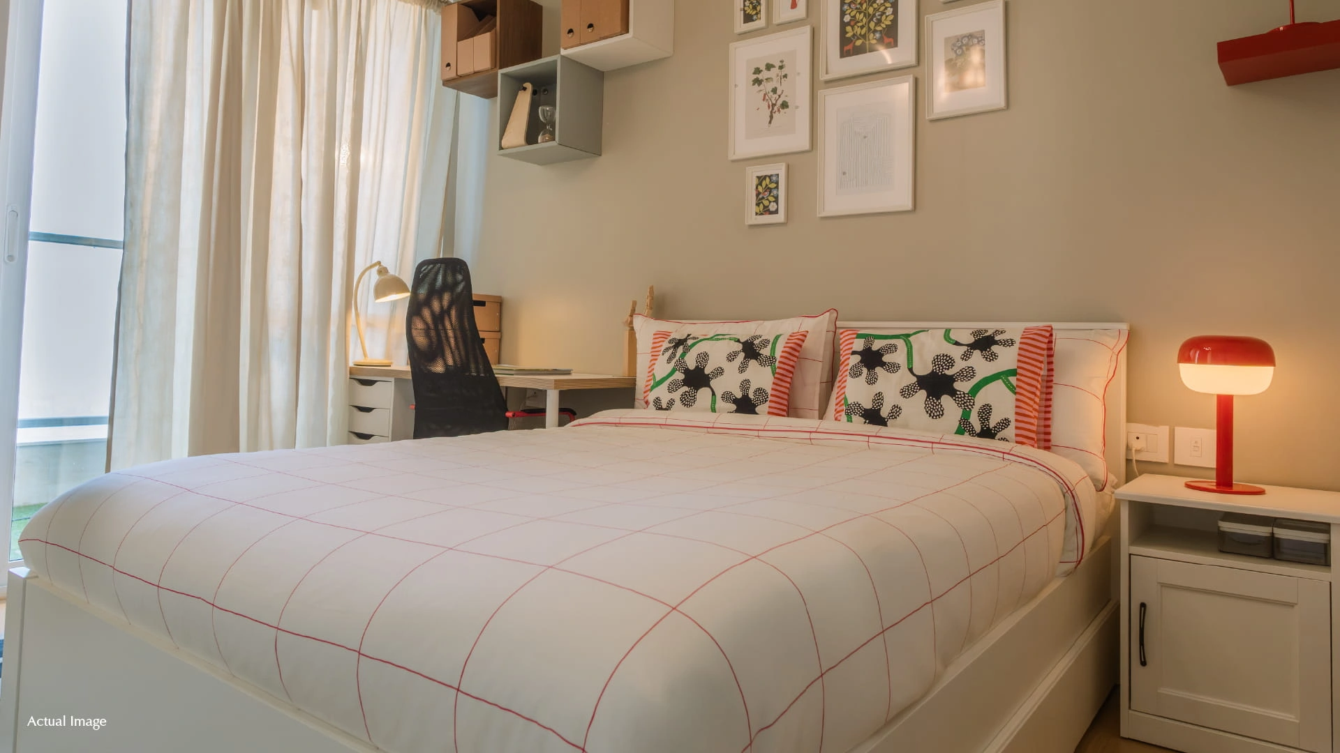 Luxury apartments featuring a well-designed bedroom with premium furnishings and cozy living space.