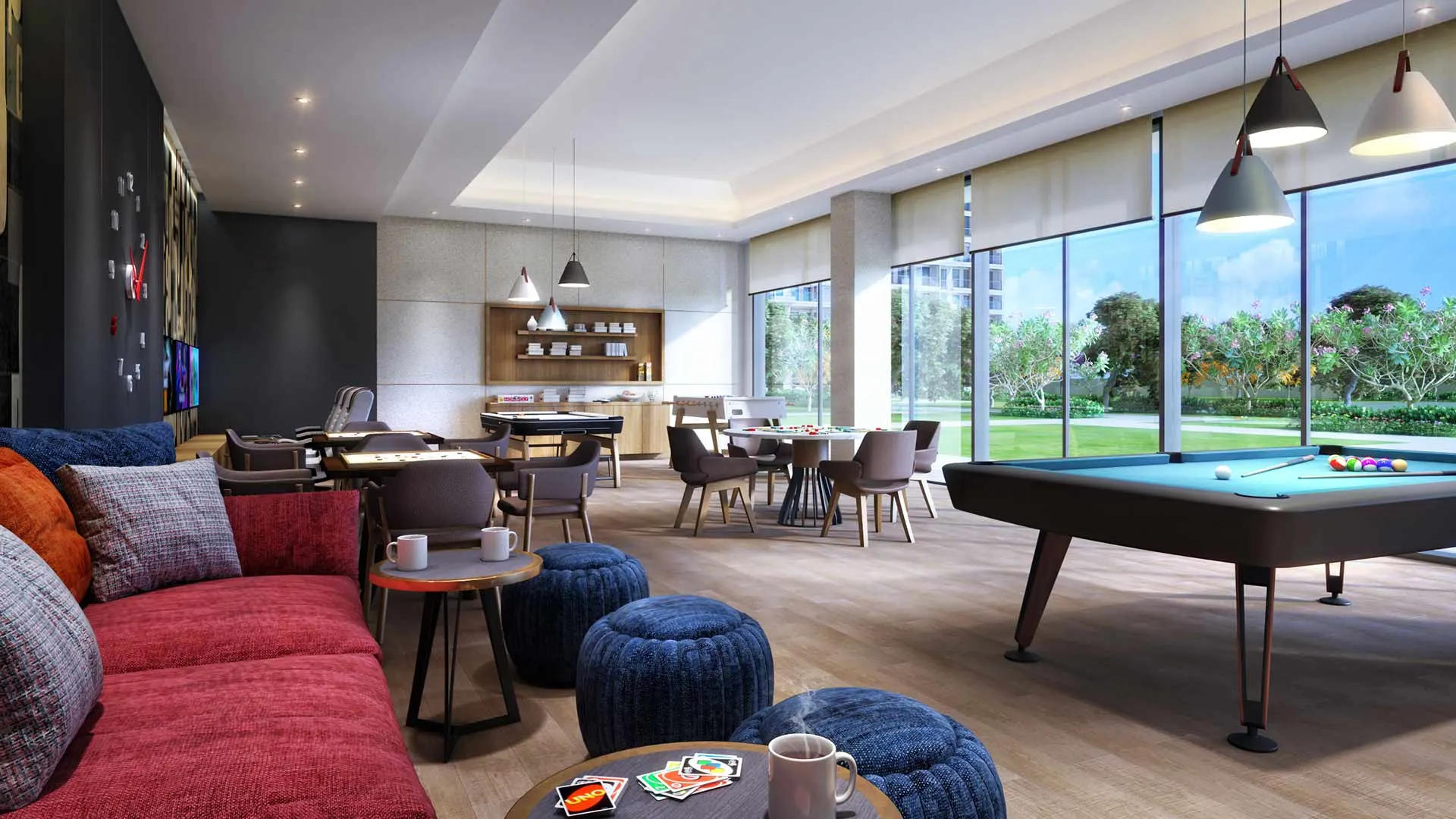 Premium apartments with an exclusive games room, offering entertainment and fun activities for residents.