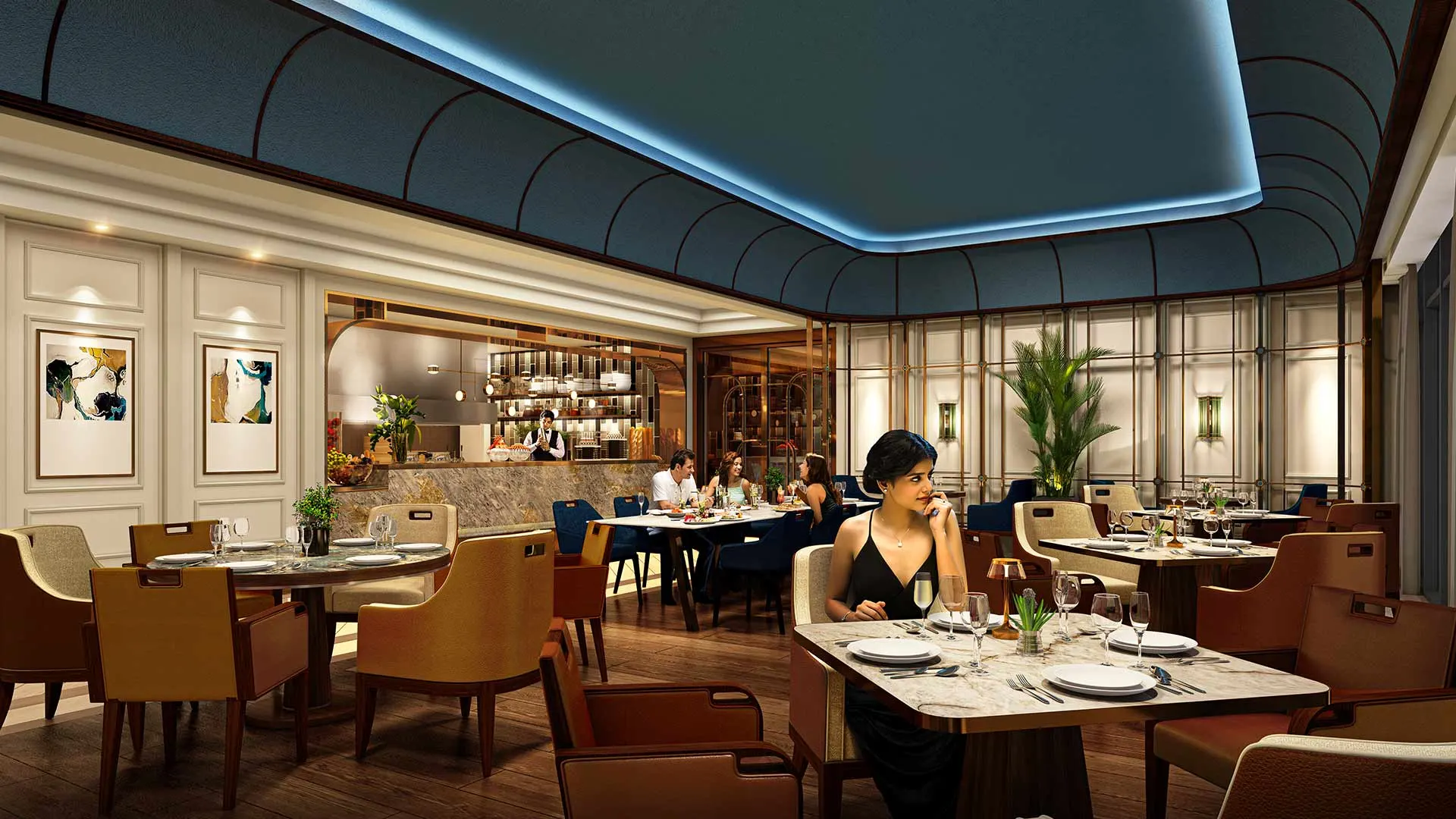 Residential flats with an in-house restaurant offering a fine dining experience with a variety of cuisines.