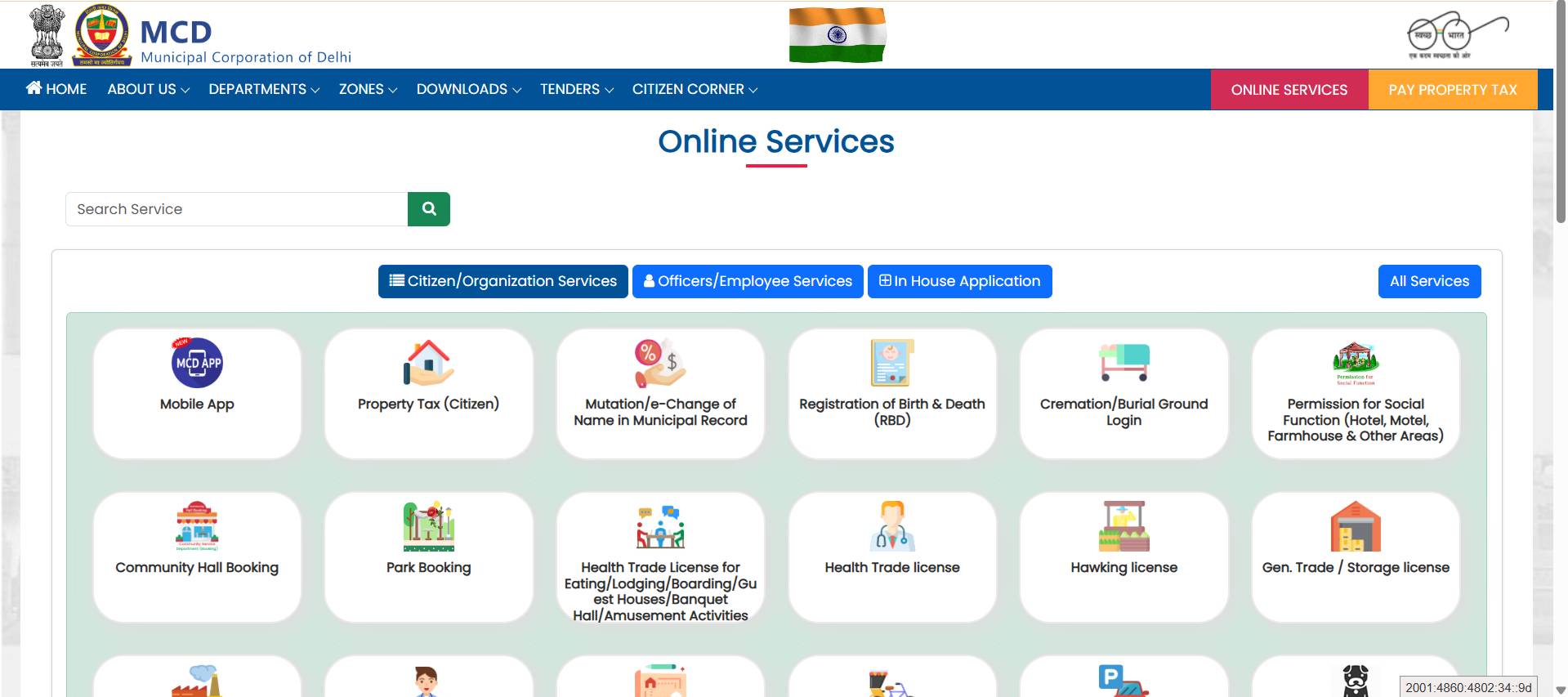 Visit the official MCD online services website