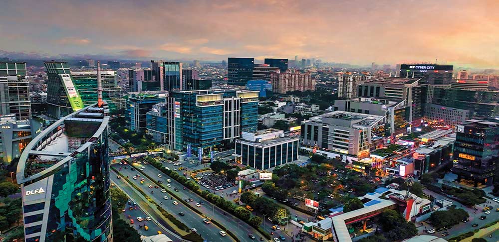 Map illustration showing Phase 2 Gurugram and local business markers