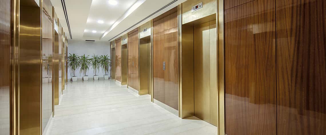 Modern Elevator Corridor of Commercial Property at DLF Horizon Center - Gurugram
