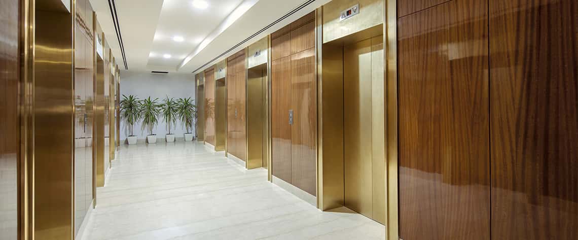 Modern Elevator Corridor of Commercial Property at DLF Horizon Center - Gurugram
