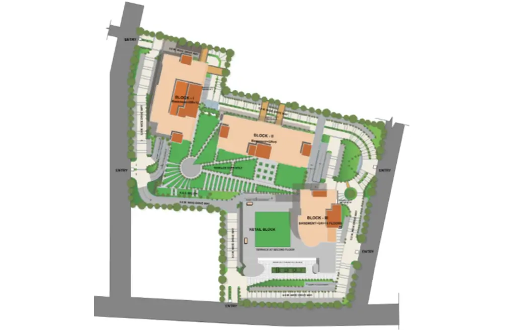 A Comprehensive Master Plan Illustrating The Thoughtfully Designed Layout And Infrastructure Of DLF iPark, An Exemplary It Park In Kolkata.

