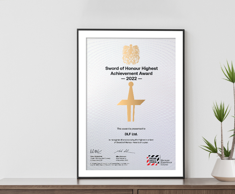 DLF Offices are awarded the highest safety award – The sword of Honour Award by the British Safety Council