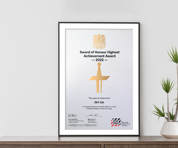 DLF Offices are awarded the highest safety award – The sword of Honour Award by the British Safety Council